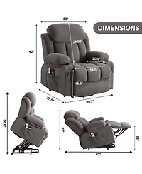 Streamdale Furniture Power Lift Recliner with Heat & Massage (Grey)
