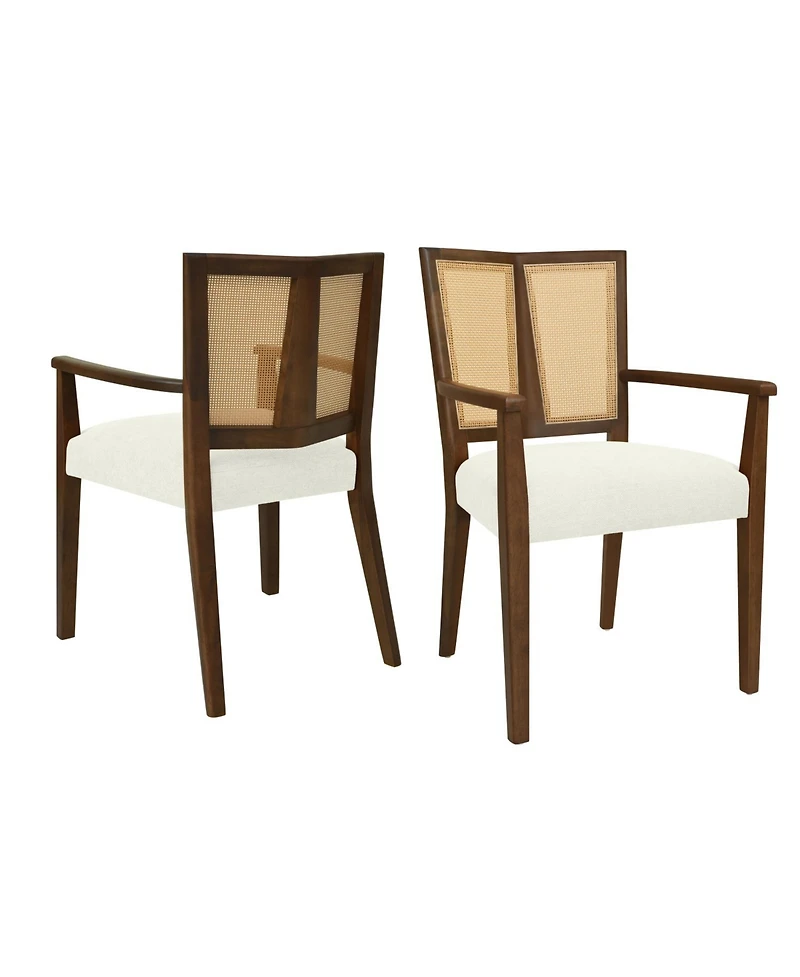 Streamdale Furniture Arm Dining Chair (walnut+beige) Set of 2
