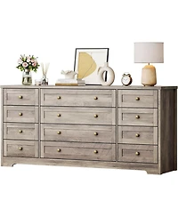 Gaomon 63" Solid Wood 12-Drawer Bedroom Dresser