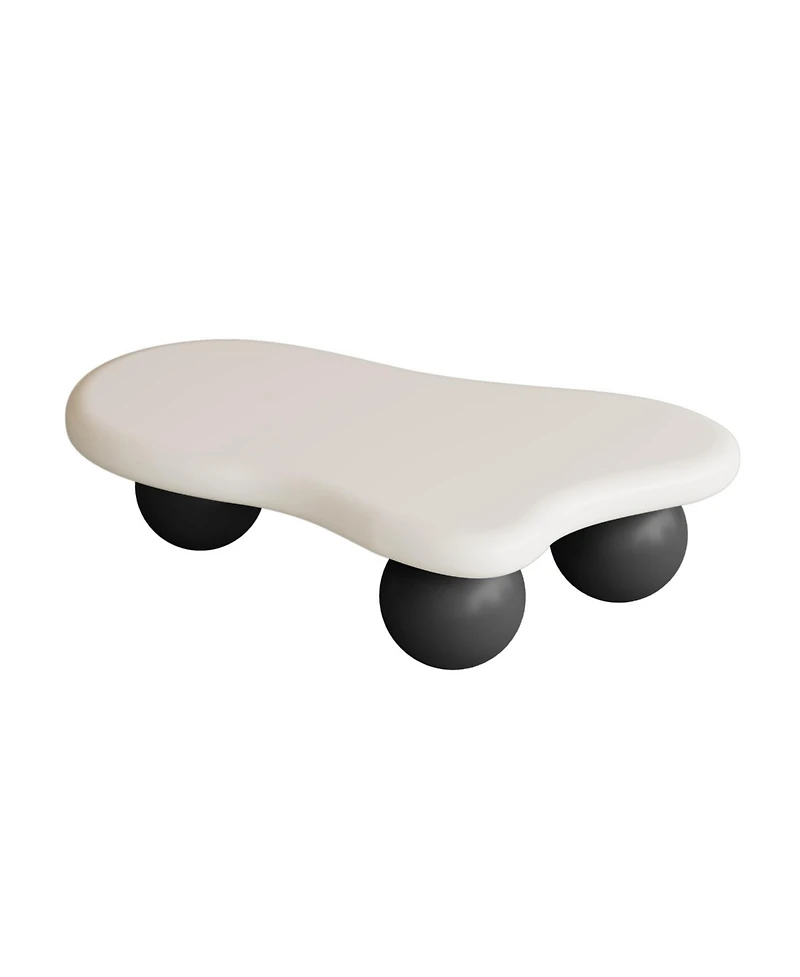 Streamdale Furniture 40 Inch Cloud Shaped Coffee Table with 3 Ball Legs for Living Room