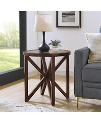 Streamdale Modern Glass Coffee Table - Wood Base, Round Top