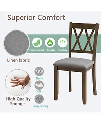 Streamdale Furniture Walnut Wood Dining Chairs Set of 4, Padded Seat