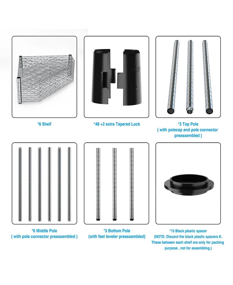 Streamdale Furniture 6 Tier Pentagonal Corner Wire Shelf Rack - Chrome