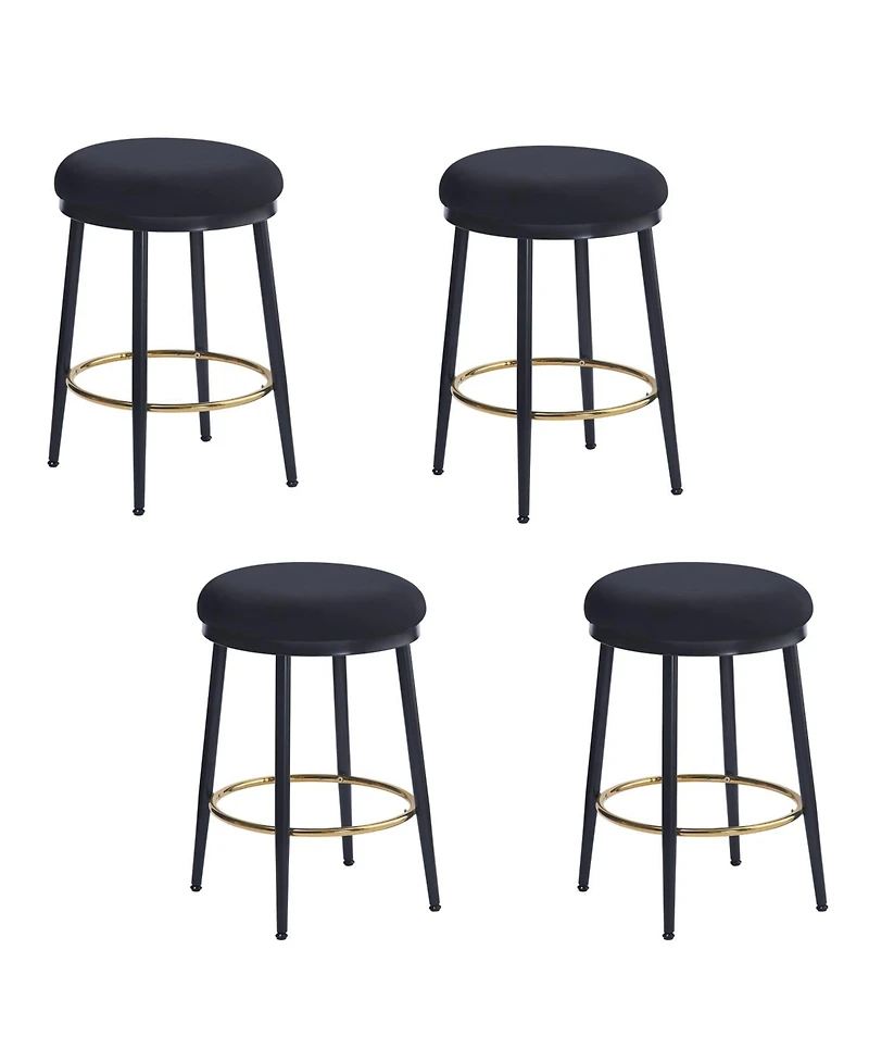 Streamdale Furniture Modern Counter Stools (4), 24.75", Black w/Iron Frame, Cushions