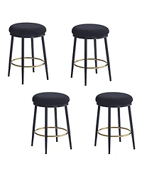 Streamdale Furniture Modern Counter Stools (4), 24.75", Black w/Iron Frame, Cushions