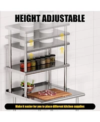 Streamdale Furniture Double Overshelf 2 Tier Stainless Steel 12x36"