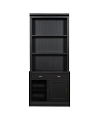 Streamdale Furniture 83.4" Bookshelf w/ Sliding Doors, Modern Bookcase, Black