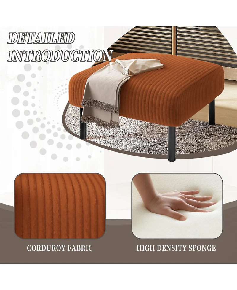 Streamdale Furniture Streamdale Corduroy Ottoman Footstool with Legs