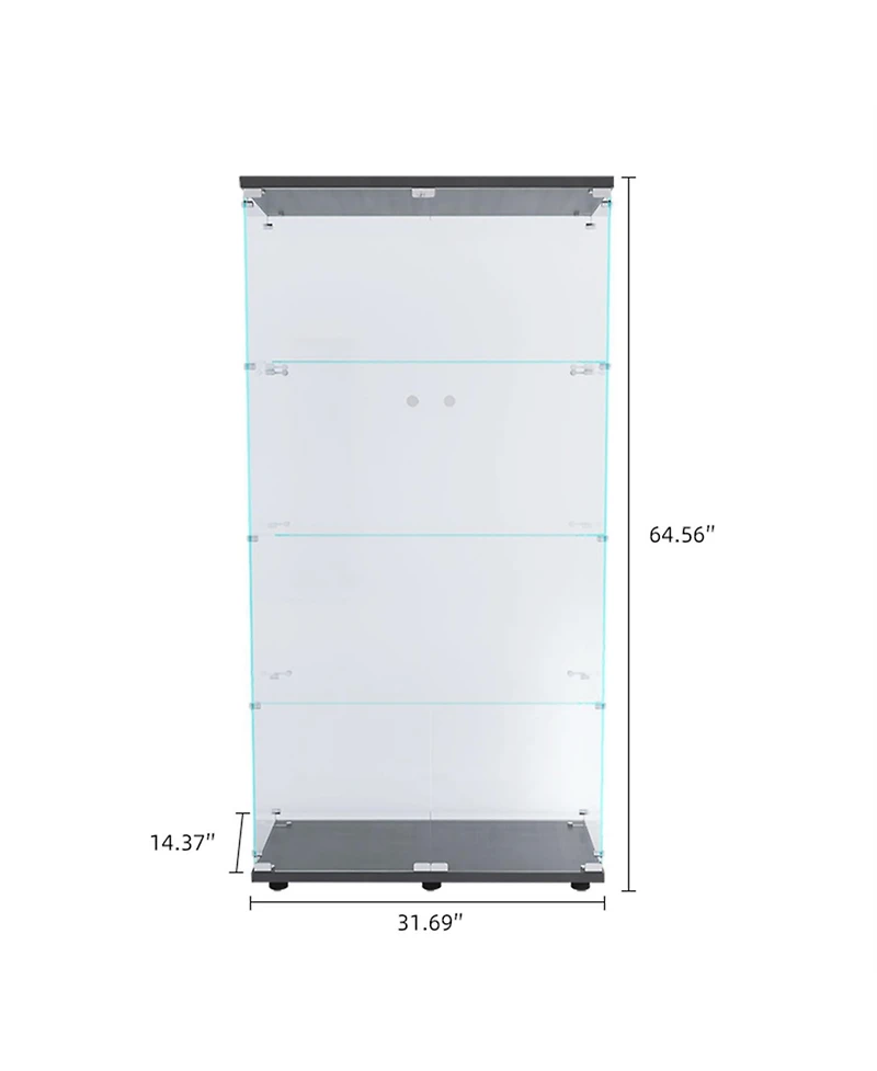 Streamdale Furniture Two Door Glass Cabinet Glass Display Cabinet with 4 Shelves, Black