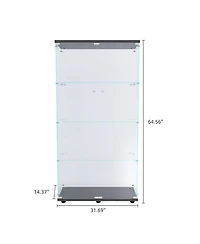 Streamdale Furniture Two Door Glass Cabinet Glass Display Cabinet with 4 Shelves, Black