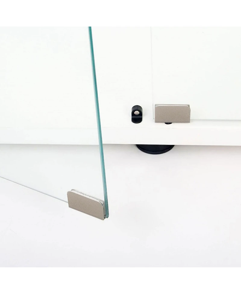 Streamdale Furniture Tempered Glass Display Cabinet w/ Led, Lock, Mirror Back - White