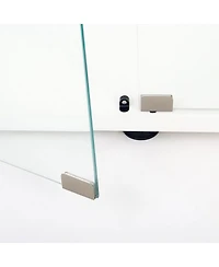 Streamdale Furniture Tempered Glass Display Cabinet w/ Led, Lock, Mirror Back - White