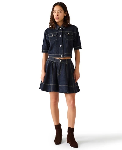 Steve Madden Women's Blu Elbow-Sleeve Denim Trucker Jacket