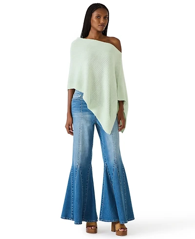 Steve Madden Women's Channing Asymmetrical Neck Poncho Sweater