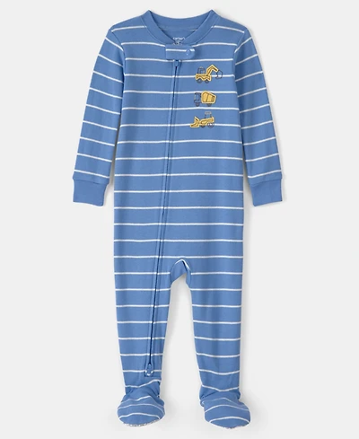Carter's Baby Boys' Construction Striped Snug Fit One-Piece Pajama