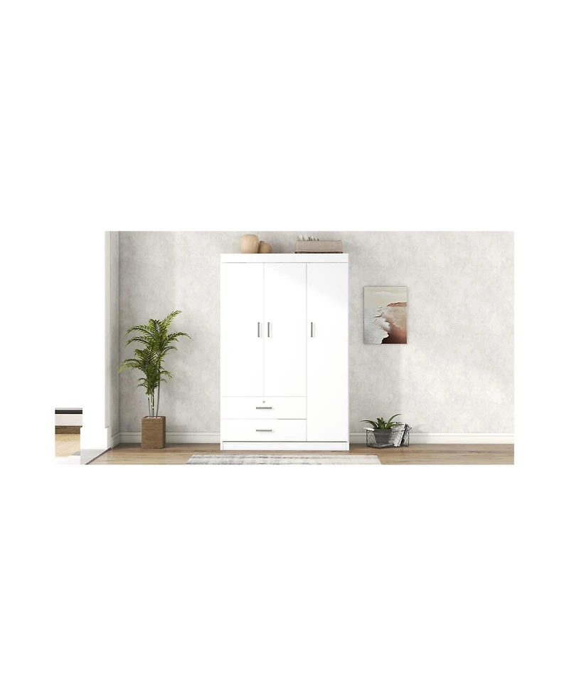 Streamdale 3-Door Wardrobe with 2 Drawers, White