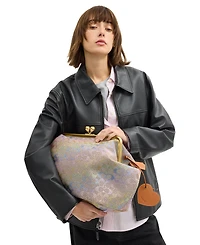 Coach Crystal Signature Jacquard Kisslock Frame Medium Shoulder Bag