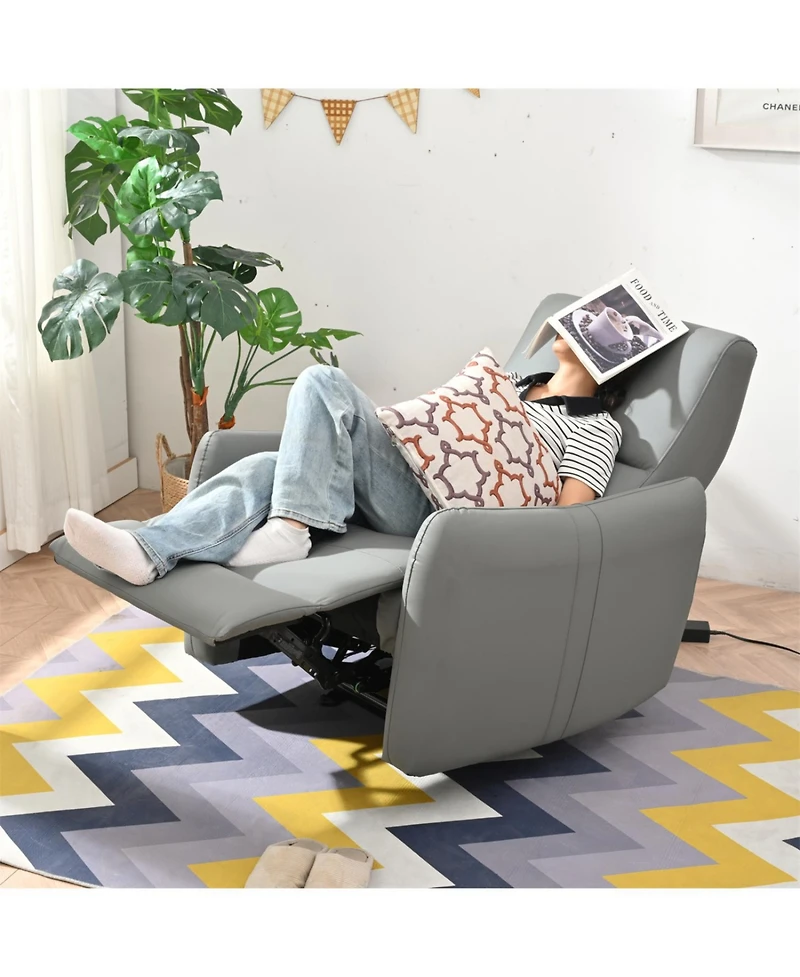 Streamdale Furniture Power Recliner, Wall Hugging, Zero Wall, Electric, Blue-gray