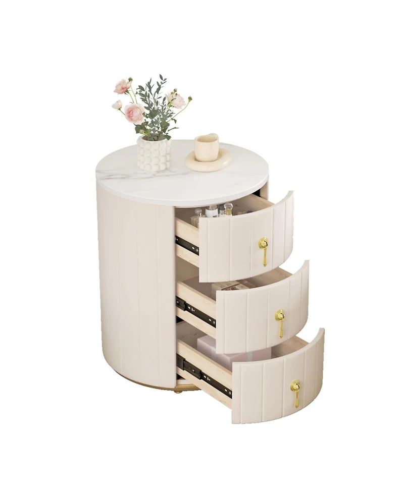 Streamdale Furniture Upholstered 3-Drawer Nightstand