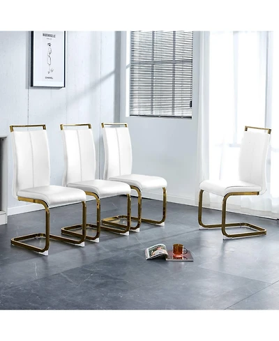 Streamdale Furniture Modern White Pu Leather Dining Chairs (Set of 4)