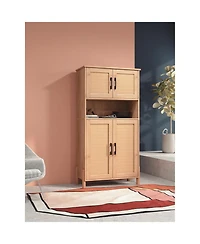 Streamdale Furniture Mid-Century 4-Door Rattan Cabinet