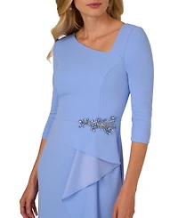 Adrianna Papell Women's Asymmetrical Bead Crepe Gown