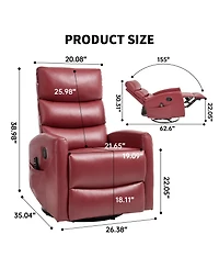 Streamdale Furniture Red Fabric Heat Massage Rocker Recliner