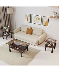 Streamdale Furniture Modern Glass Tea/Coffee Table Set