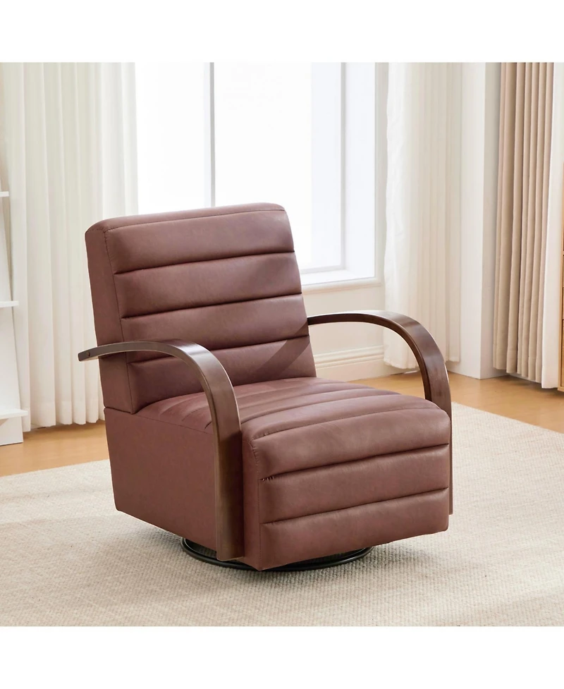Streamdale Furniture Streamdale Modern Swivel Accent Chair with Wood Armrests