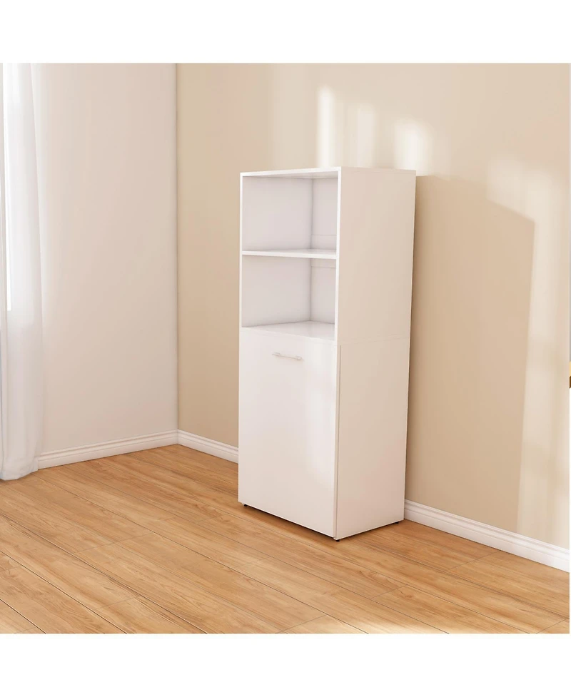 Streamdale Stretchable desk with storage shelves and wheels white