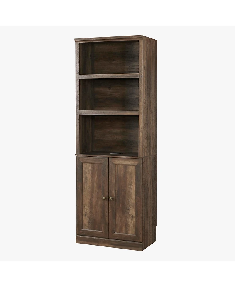 Streamdale Furniture 1 Doors Bookshelf with Usb Port and 3 Open Shelves Bookcase Side Cabinet Storage Shelves