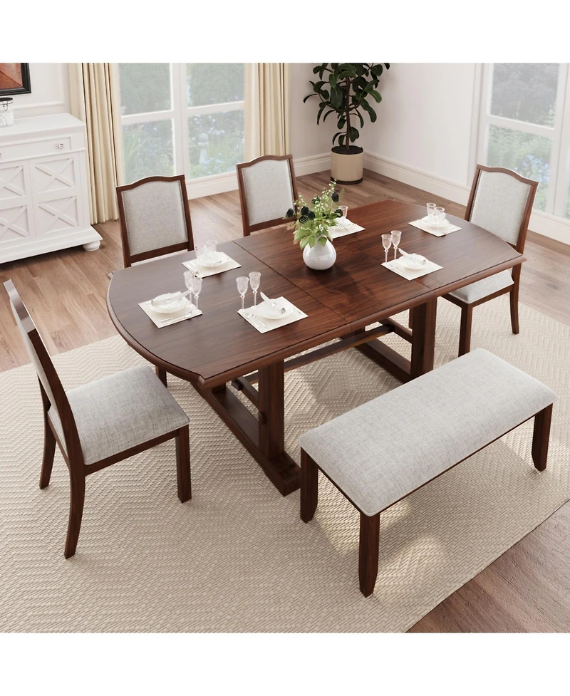 Streamdale Furniture Extendable Wood Dining Set with 4 Chairs & Bench
