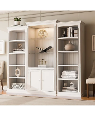 Streamdale Furniture 78.75" Led Bookcase Display Cabinet