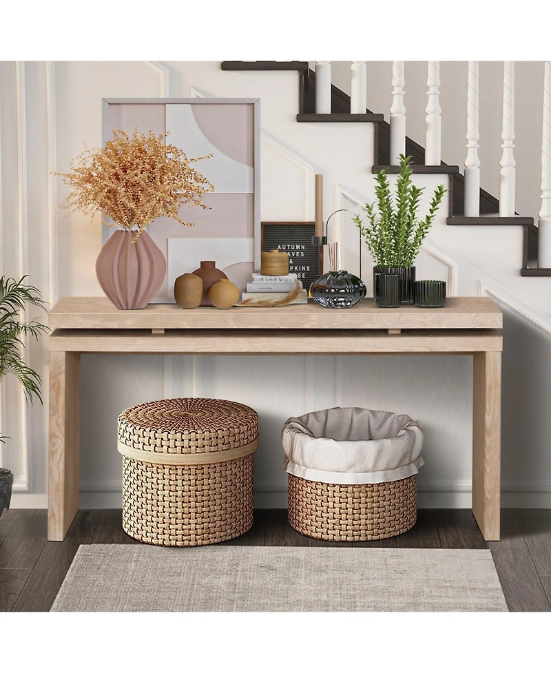 Streamdale Furniture Streamdale 60" Antique Natural Farmhouse Console Table