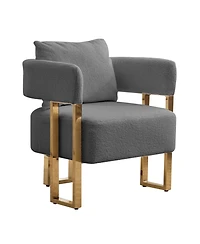 Streamdale Furniture Ts Modern Grey Fleece Accent Chairs Legs 2PCS