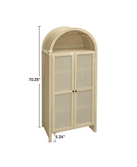 Streamdale Furniture Arched Kitchen Pantry Cabinet with Rattan Door & Adjustable Shelves
