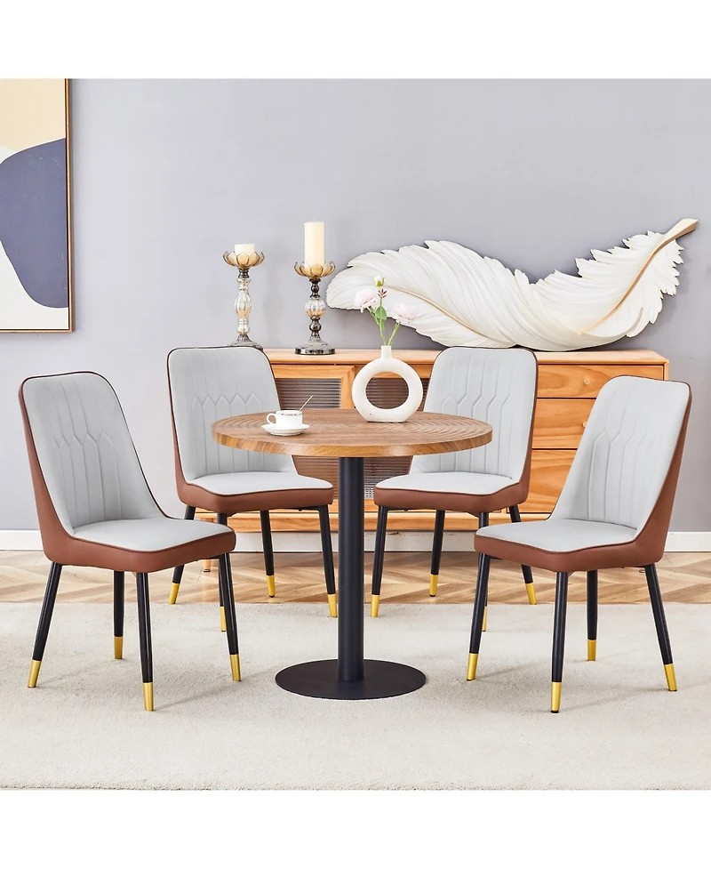 Streamdale Furniture Streamdale 31.5" Round Dining Set- Wood Table & 4 Pu Chairs