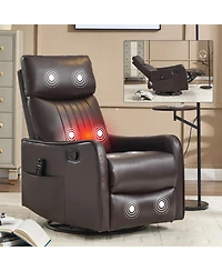 Streamdale Furniture Brown Faux Leather Massage Rocker Recliner