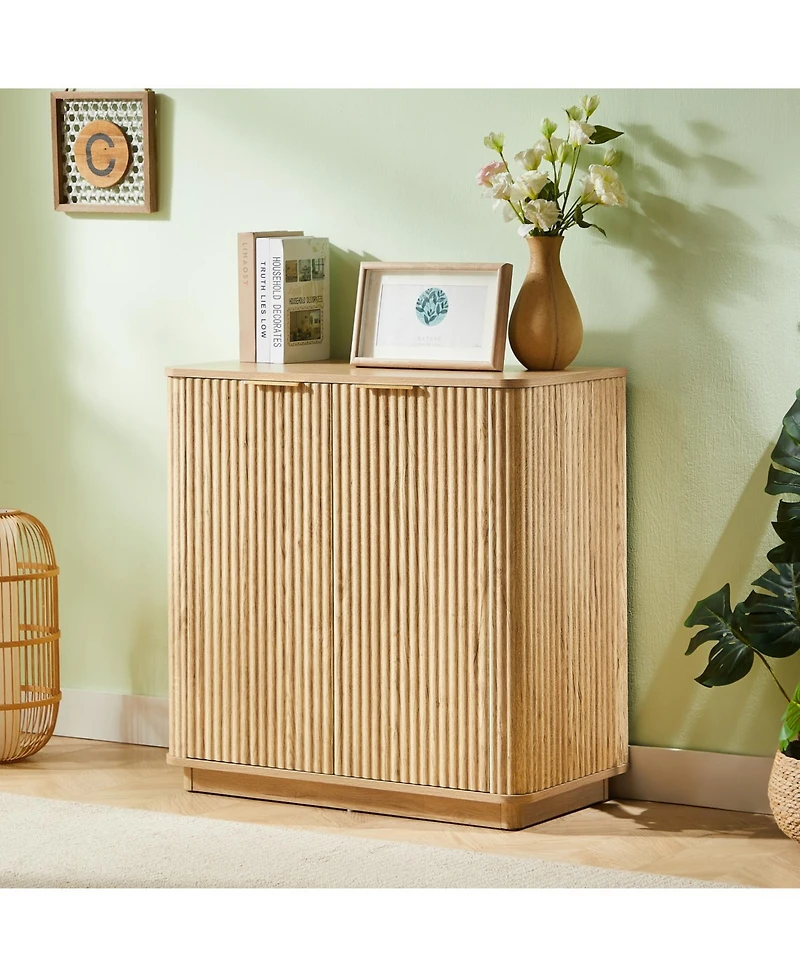 Streamdale Furniture Oak Buffet Cabinet Sideboard - Curved Wave Design