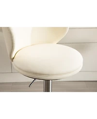 Streamdale Furniture Titanium Leather Bar Stool, Swivel Adjustable Height, White