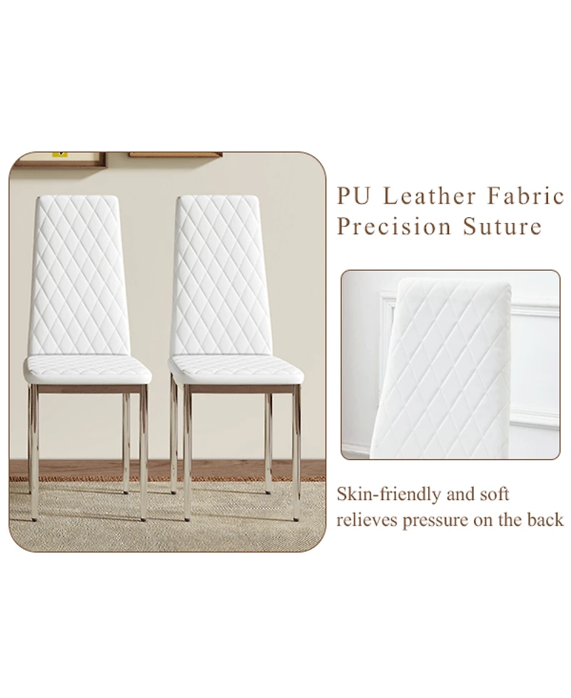 Streamdale Furniture Diamond Quilted Dining Chairs (Set of 4)