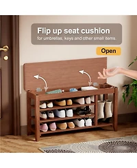 Streamdale Furniture Solid Wood Shoe Rack Bench - 550lb Capacity - Entryway/Hallway