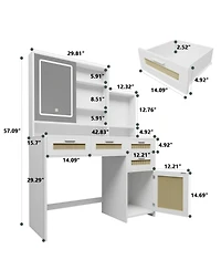 Streamdale Furniture Streamdale Led Makeup Vanity with Adjustable Lighting and Storage