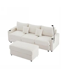 Streamdale Furniture Modern 3-Seater Sectional Sofa w/ Ottoman, Usb
