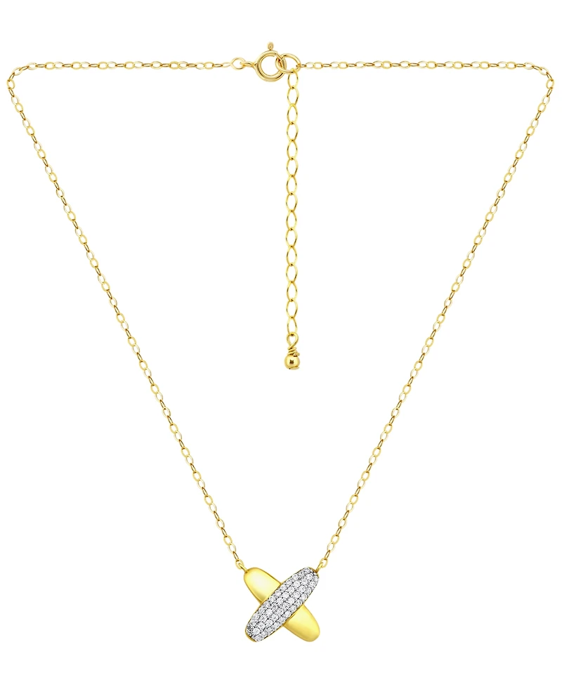 Giani Bernini Pave Cubic Zirconia (3/4 ct. t.w.) X-Frontal Pendant Necklace, Macy's Exclusive