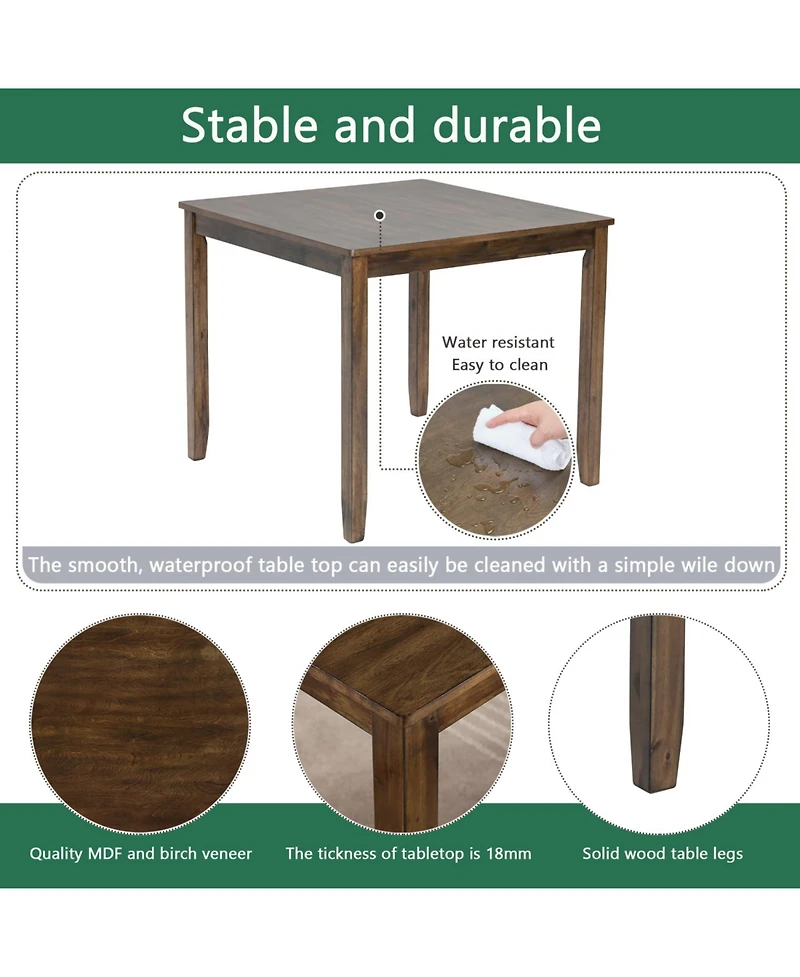 Streamdale Furniture Elegant Walnut 5-Piece Dining Table Set