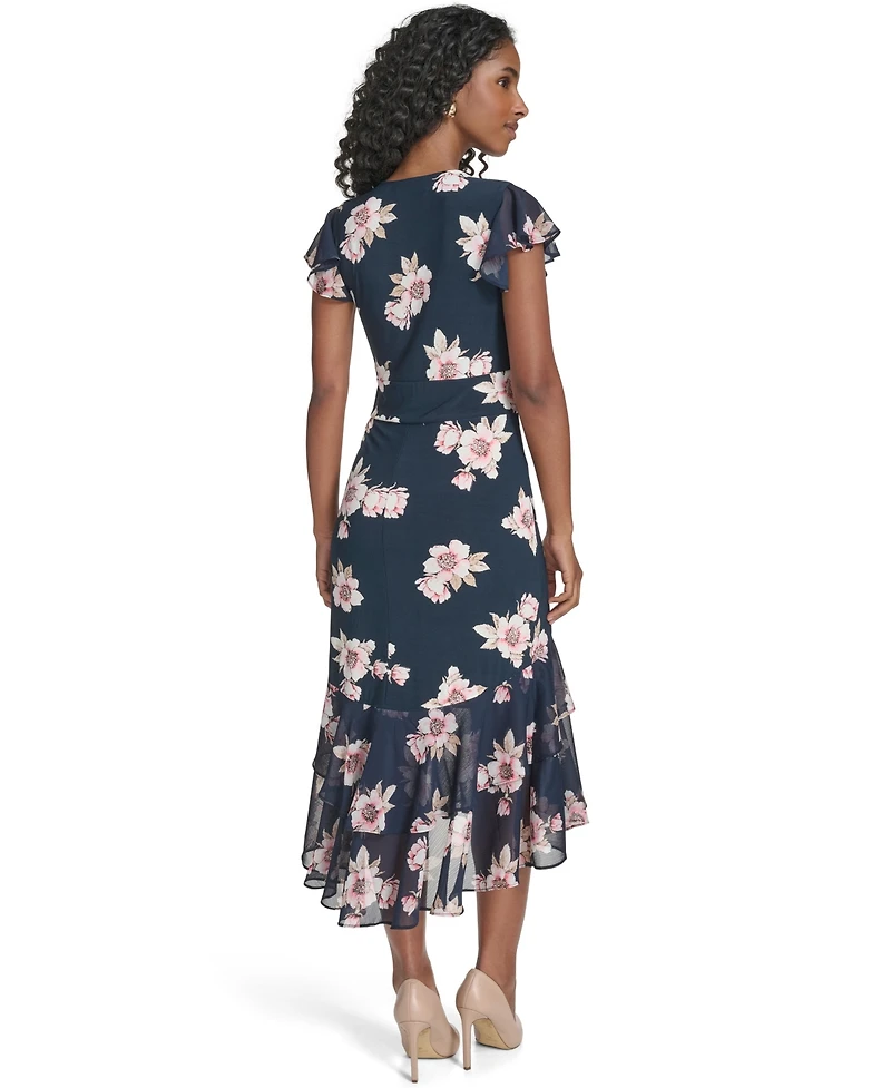 Tommy Hilfiger Women's Chiffon Combo Midi Dress