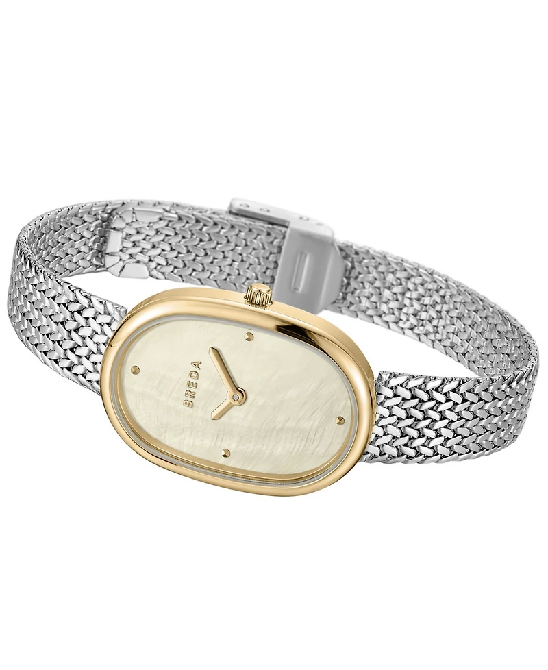 Breda Women's Jane Tethered Silver Mesh Bracelet Watch, 23mm