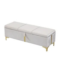 Streamdale Furniture Upholstered Storage Ottoman Bench - Metal Legs, Beige