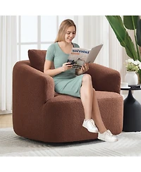 Streamdale Furniture Streamdale Swivel Teddy Fleece Comfy Chair with Pillow